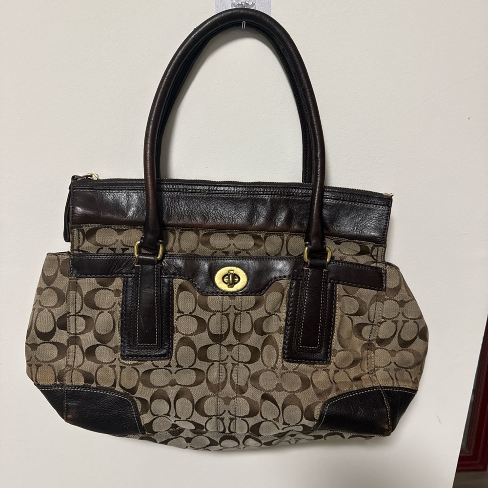 Coach Dark Brown Leather Hampton